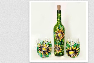 Paint Nite: Sunflowers Wine Bottle or Wine Glasses